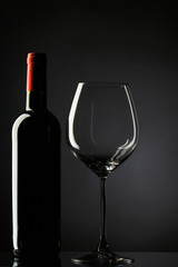 Red Wine Glass silhouette Black Background