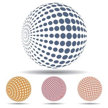 Different 3d abstract spheres set