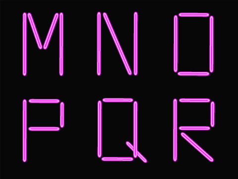 M,N,O,P,Q,R Alphabet Pink Neon
