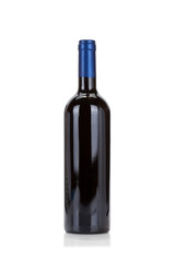 Bottle of red wine isolated on white background