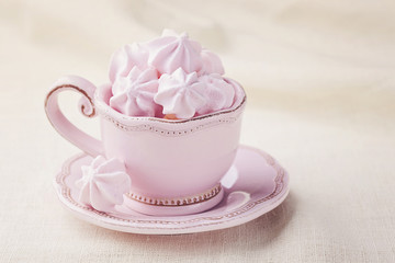 Pink colored meringue