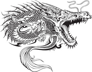 Dragon Doodle Sketch Tattoo Vector