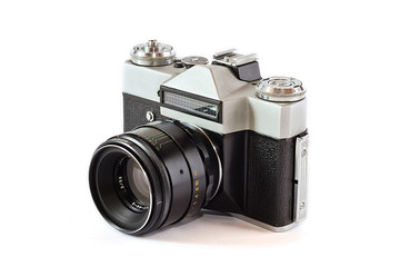 Fototapeta premium Old film camera with lens