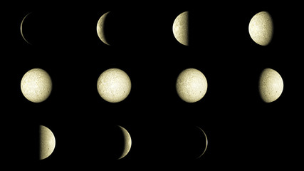 Fototapeta premium Set of 12 Moon phases
