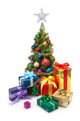 Fototapeta na wymiar Christmas tree&gift boxes-11