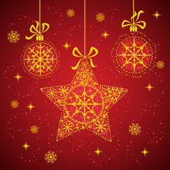Snowflake stars  and christmas balls