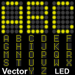 Vector conceptual collection font bright led isolated