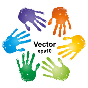 Vector conceptual painted hands