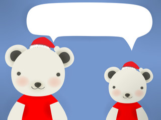 Polar bear & Penguin - mery xmas greeting card