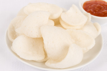 Prawn Crackers - Oriental prawn crisps & sweet chilli sauce dip