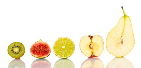 Sliced fruit isolated on white