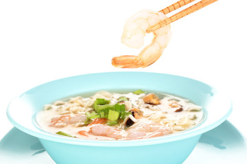 Chinese soup isolated on white