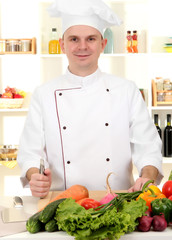 Chef cooking in kitchen