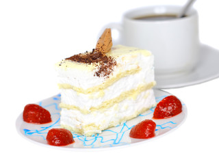 Sponge cakes, frozen strawberr . Isolated
