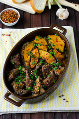 Marinated meat baked with pumpkin and spices