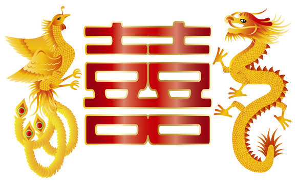 Dragon And Phoenix With Chinese Double Happiness