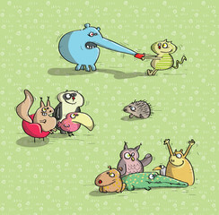 Fototapeta premium Animals Having Fun