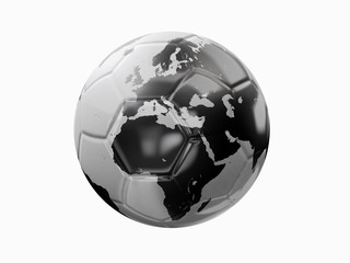 A soccer ball with world texture