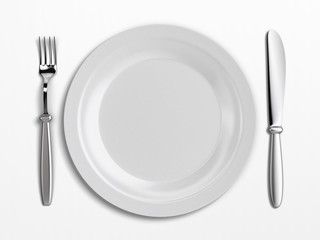 An empty plate on white background