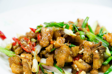 spicy fried pork with chili