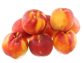 A heap of peaches, on white. Isolated