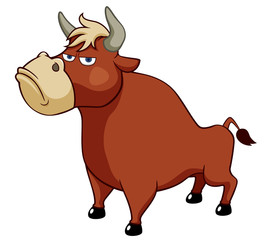 illustration of cartoon bull.Vector