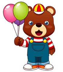 Gardinen Illustration des Teddybären mit Luftballons © sararoom