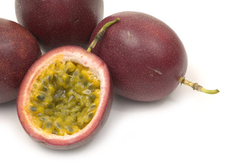 Pile of passion fruit with sliced