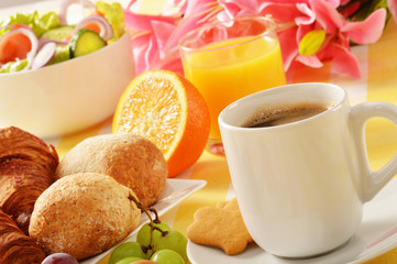 Composition with breakfast on the table