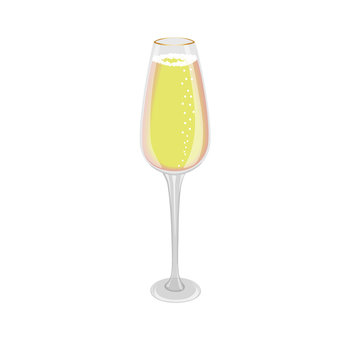 Glass of champagne on white background, vector illustrated