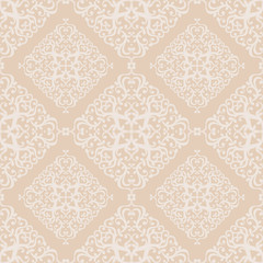 Beautiful seamless pattern with beige square ornate pattern