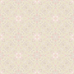 beautiful natural seamless pattern with beige and pink leafs