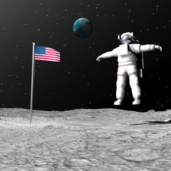 Fototapeta premium First man on the moon - 3D render