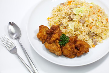 Fried rice and fried chicken