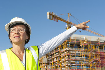 Portrait woman engineer construction site