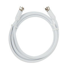 White coaxial TV cable with F connector