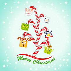 Fototapeta premium vector illustration of funny character forming Christmas tree