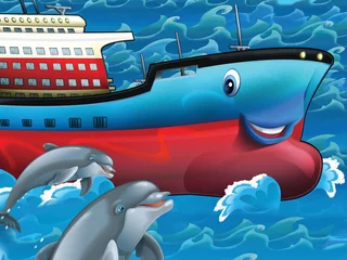 Fotobehang Happy tanker - illustratie voor de kinderen © honeyflavour