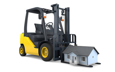 Moving house with forklift