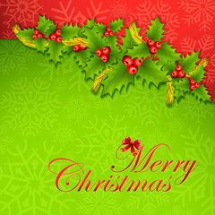 vector illustration of Christmas background with holy leaf