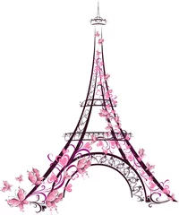 Papier Peint photo Lavable Illustration Paris Tour Eiffel, Paris, France