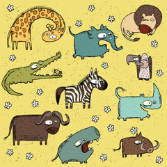 Fototapeta premium Grunge African Animals Collection No. 3