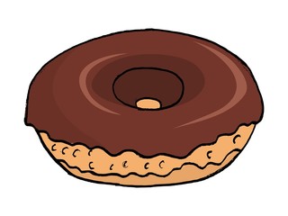 hand drawn, vector illustration of a donut