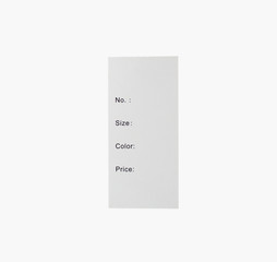 white paper label on white background