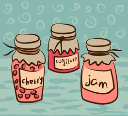 illustration with pots of the jam