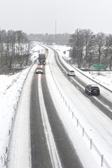Hazardous winter conditions on a highway
