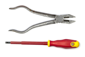 Pliers and screwdriver