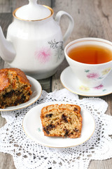 Banana cake with chocolate