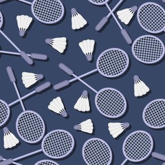 seamless pattern with badminton - obrazy, fototapety, plakaty