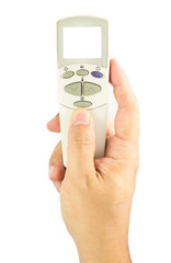 hand holding a air condition remote control
